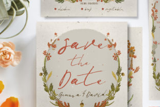 Autumn Floral Wedding Invitation Suite Print Templates