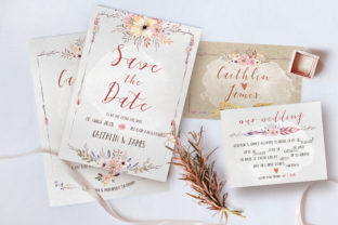 Boho Flower Wedding Suite Print Templates