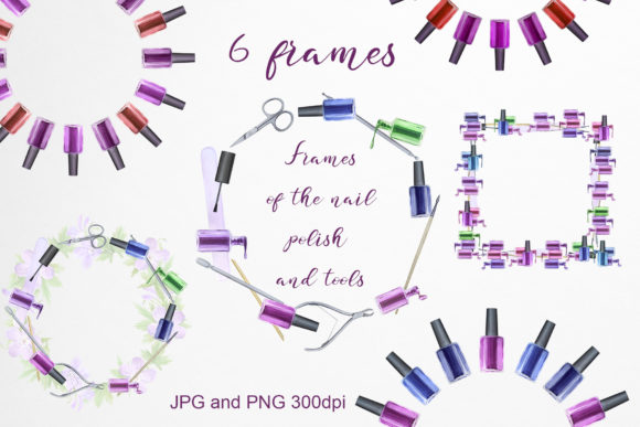 Frames of the Nail Polish and Tools: Decorative Elements