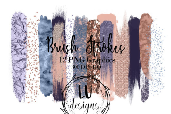 Rose Gold and Blue Brush Strokes Clipart Review
