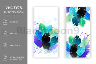 Two Banners with Bright Feathers Graphic Templates