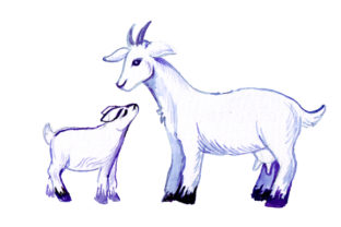 Watercolor Mom and Baby Goats for Animals Branding