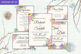 Wedding Invitation Set 1 Floral Style Print Templates