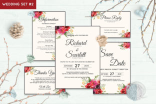 Wedding Invitation Set 2 Floral Style Print Templates