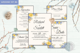 Wedding Invitation Set 6 Floral Style Print Templates